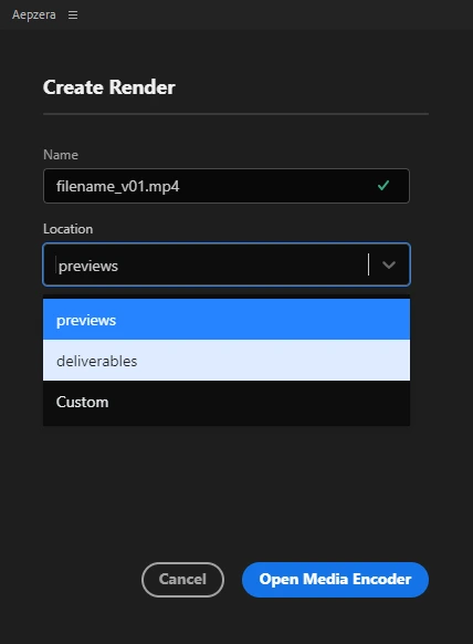 Create Render Select
